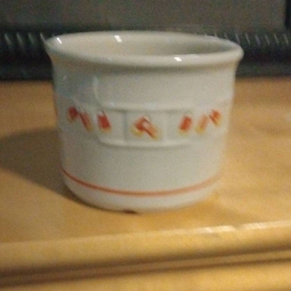 Longaberger White and Orange Holiday Decor Pot
